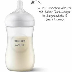 6-tlg. Neugeborenen-Starter-Set Natural Response - 4 PP-Flaschen mit Silikon-Sauger + Schnuller Ultra Soft 0-6M + Flaschenbürste