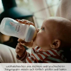 6-tlg. Neugeborenen-Starter-Set Natural Response - 4 PP-Flaschen mit Silikon-Sauger + Schnuller Ultra Soft 0-6M + Flaschenbürste