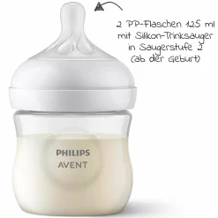 7-tlg. Neugeborenen-Starter-Set Natural Response - 5 PP-Flaschen mit Silikon-Sauger + Schnuller Ultra Soft 0-6M + Flaschenbürste