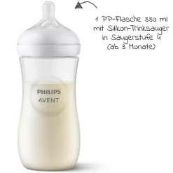 7-tlg. Neugeborenen-Starter-Set Natural Response - 5 PP-Flaschen mit Silikon-Sauger + Schnuller Ultra Soft 0-6M + Flaschenbürste