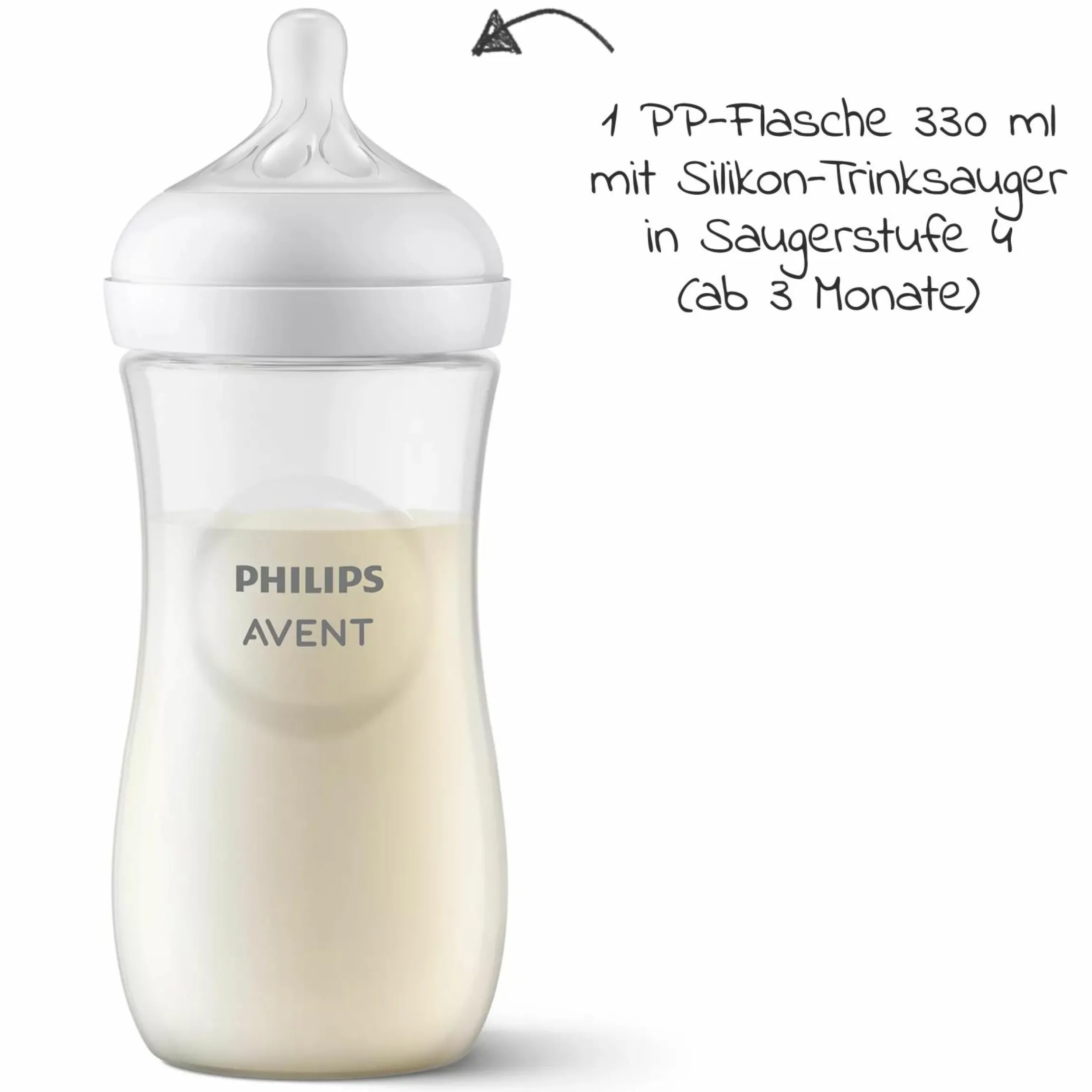 7-tlg. Neugeborenen-Starter-Set Natural Response - 5 PP-Flaschen mit Silikon-Sauger + Schnuller Ultra Soft 0-6M + Flaschenbürste