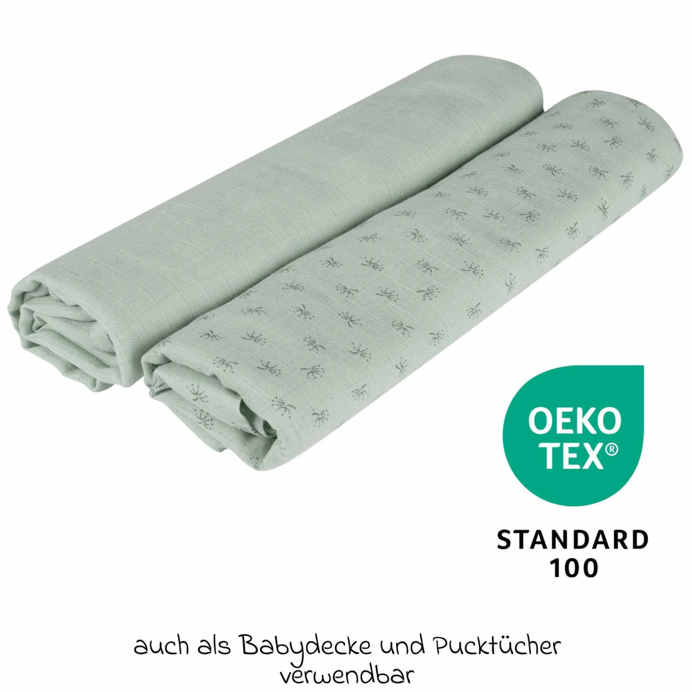 2-tlg. Puck- und Stilltuch-Set aus 100% Organic Bio-Baumwolle GOTS - Lil Planet - Frosty Green