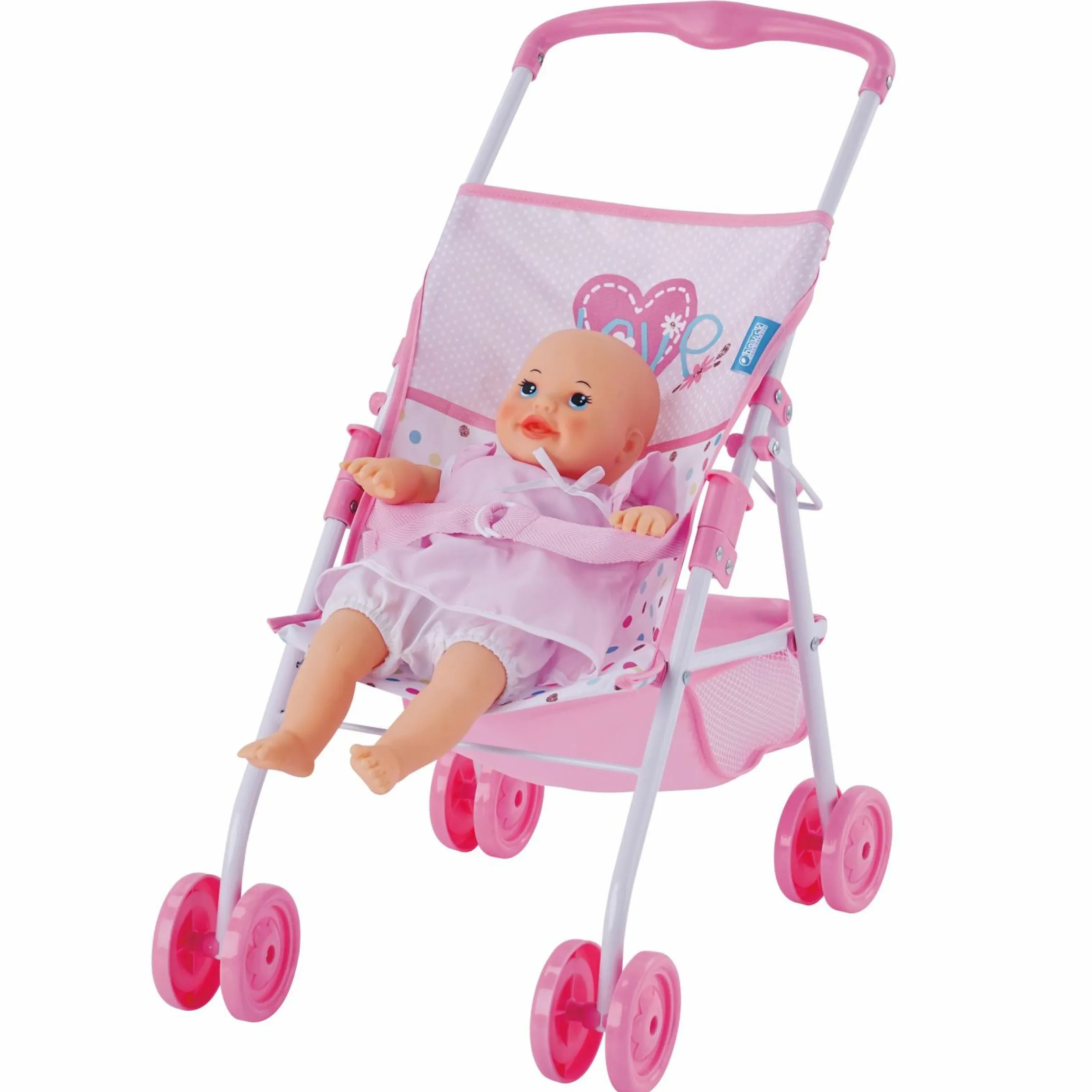 3-tlg. Puppenset - Babywippe, Buggy & Puppe (36 cm) - Love Heart