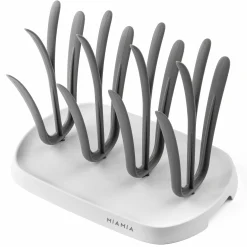 4-tlg. Reinigungs-Set für Babyflaschen - Dampfsterilisator Vario Express + Abtropfständer + Flaschenbürste - Grau / Weiß