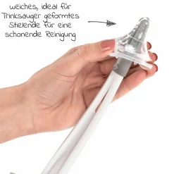 2-tlg. Reinigungsset für Babyflaschen - Abtropfgestell + Flaschenbürste - Grau Weiß