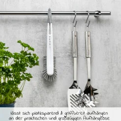 2-tlg. Reinigungsset für Babyflaschen - Abtropfgestell + Flaschenbürste - Grau Weiß