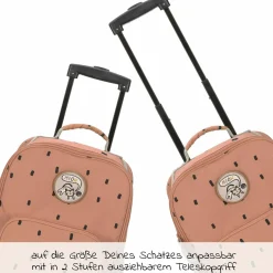 5-tlg. Reise-Set - inkl. Trolley + Washbag + Rucksack + Lunchbox + Trinkflasche - Happy Prints - Caramel