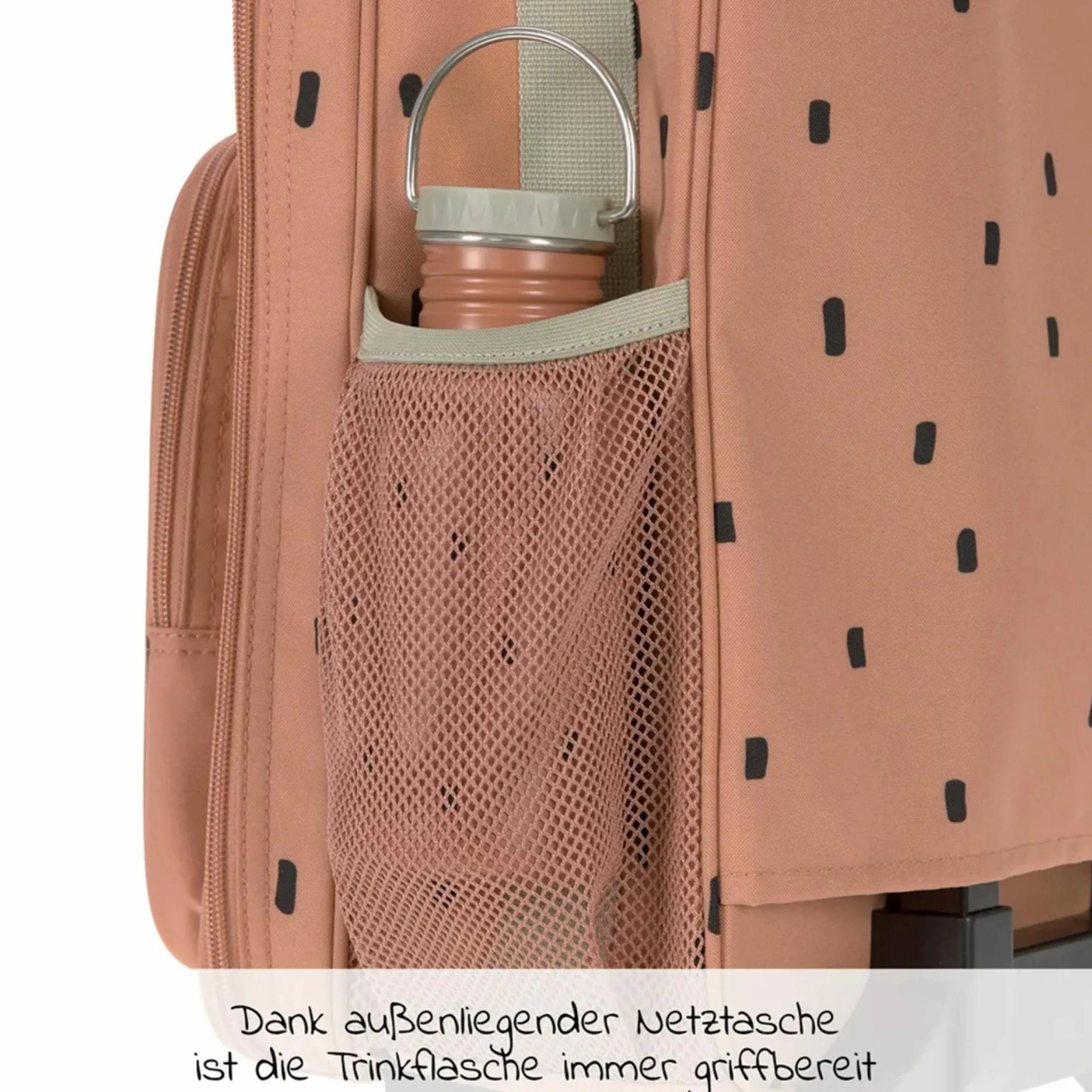 5-tlg. Reise-Set - inkl. Trolley + Washbag + Rucksack + Lunchbox + Trinkflasche - Happy Prints - Caramel