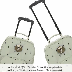 5-tlg. Reise-Set - inkl. Trolley + Washbag + Rucksack + Lunchbox + Trinkflasche - Happy Prints - Light Olive