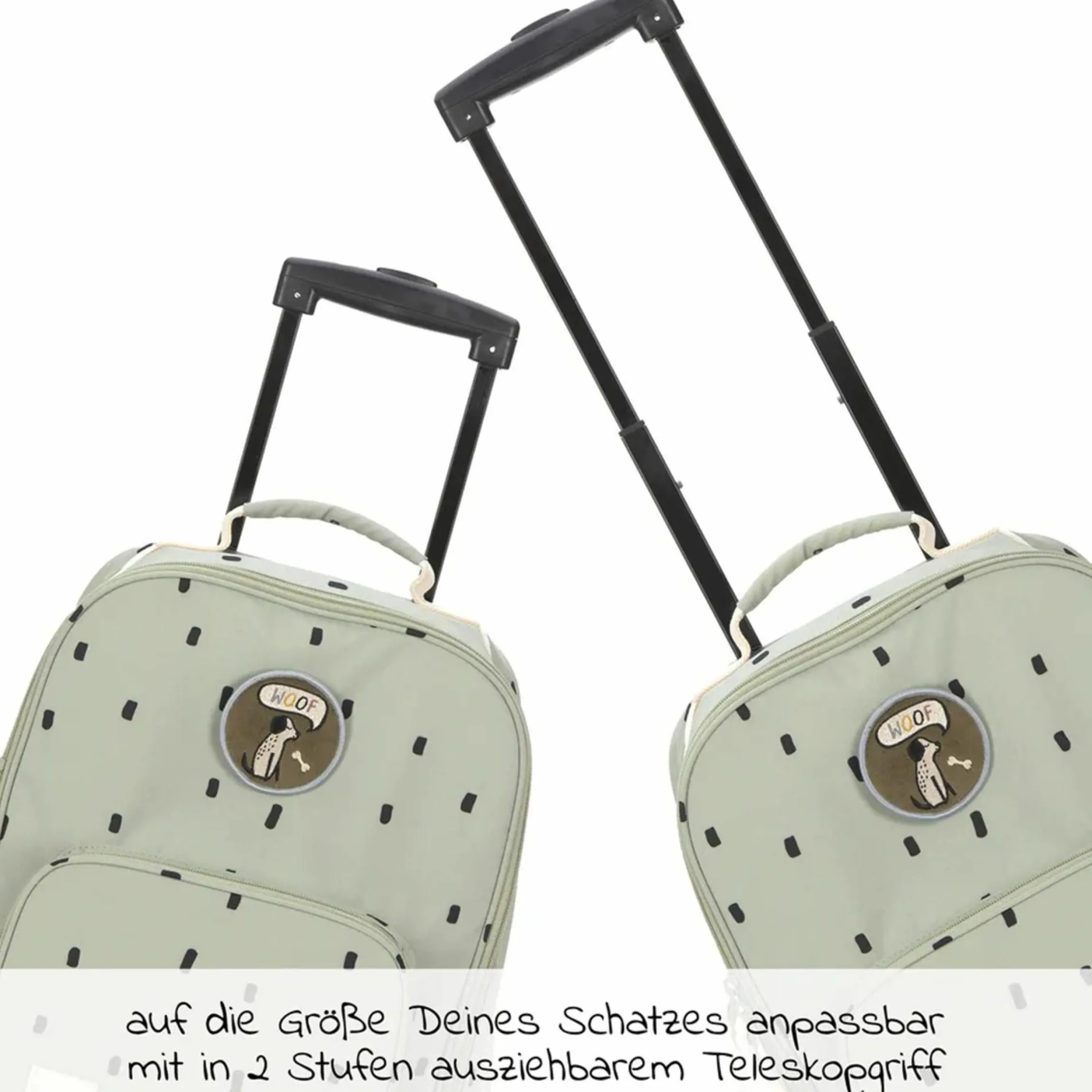 5-tlg. Reise-Set - inkl. Trolley + Washbag + Rucksack + Lunchbox + Trinkflasche - Happy Prints - Light Olive