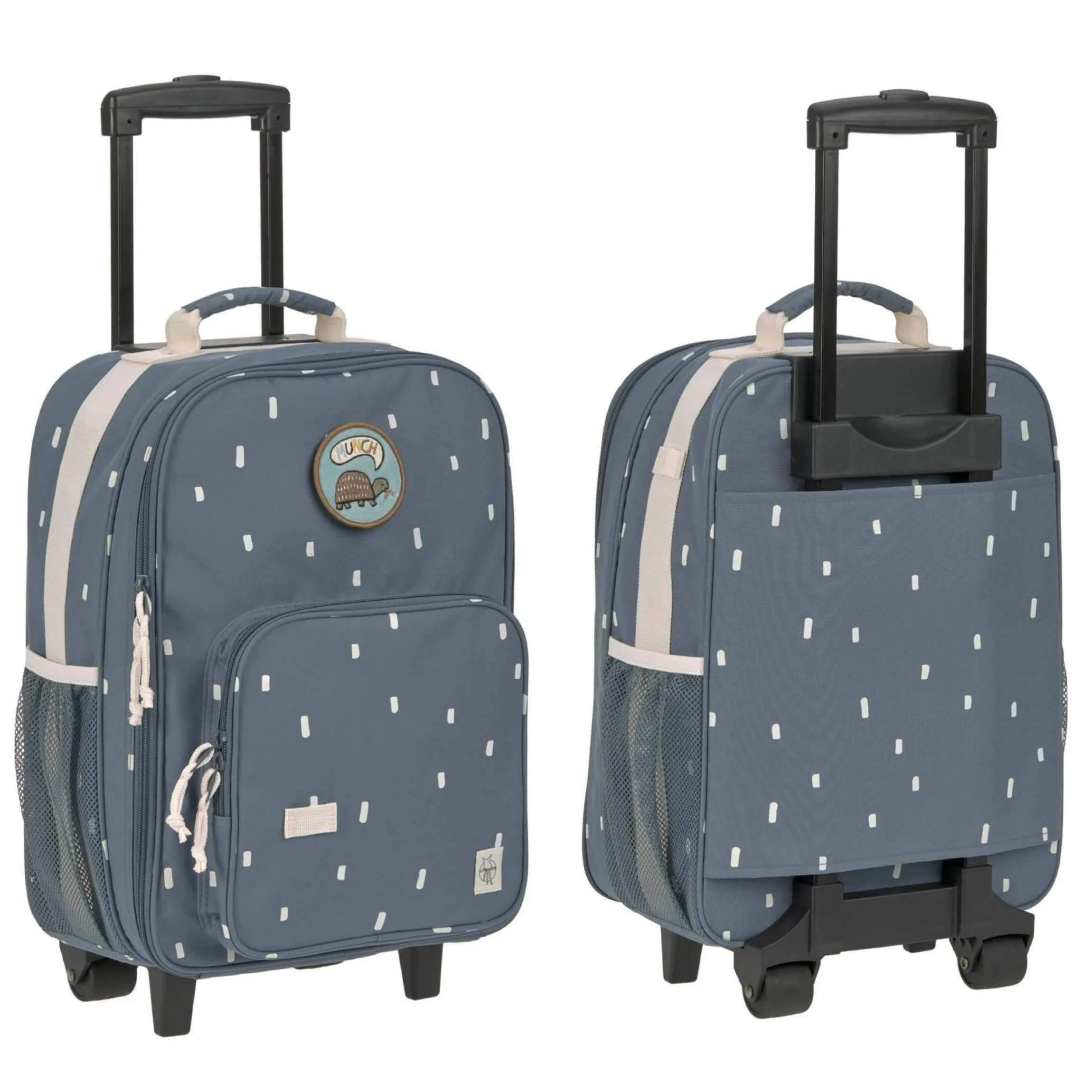 5-tlg. Reise-Set - inkl. Trolley + Washbag + Rucksack + Lunchbox + Trinkflasche - Happy Prints - Midnight Blue
