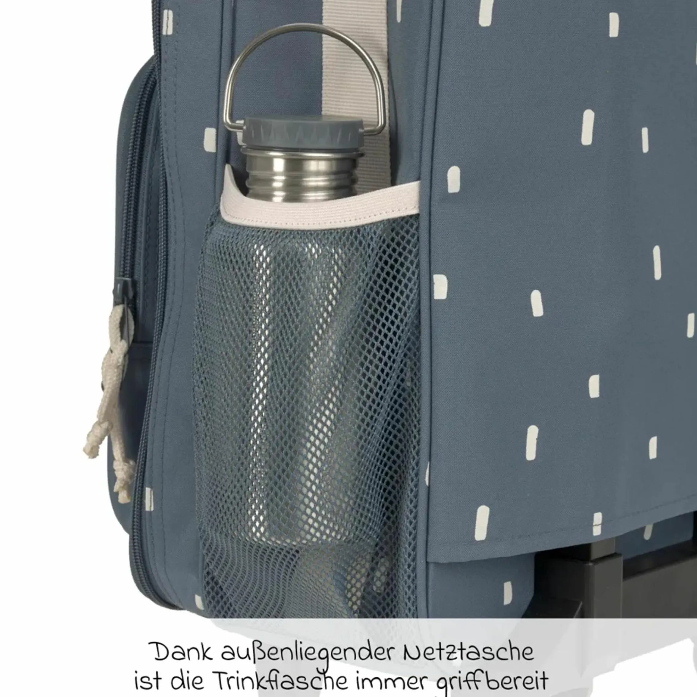 5-tlg. Reise-Set - inkl. Trolley + Washbag + Rucksack + Lunchbox + Trinkflasche - Happy Prints - Midnight Blue