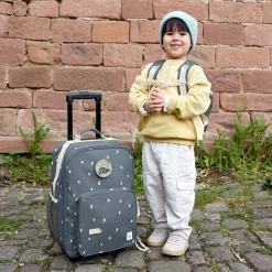 5-tlg. Reise-Set - inkl. Trolley + Washbag + Rucksack + Lunchbox + Trinkflasche - Happy Prints - Midnight Blue