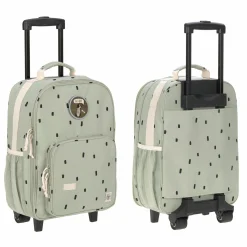 3-tlg. Reise-Set - inkl. Trolley + Washbag + Rucksack - Happy Prints - Light Olive