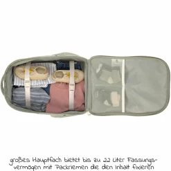 3-tlg. Reise-Set - inkl. Trolley + Washbag + Rucksack - Happy Prints - Light Olive