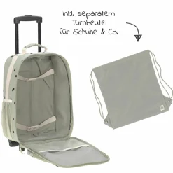 3-tlg. Reise-Set - inkl. Trolley + Washbag + Rucksack - Happy Prints - Light Olive