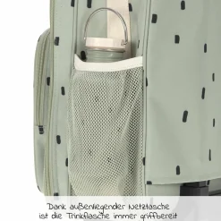 3-tlg. Reise-Set - inkl. Trolley + Washbag + Rucksack - Happy Prints - Light Olive