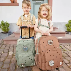 3-tlg. Reise-Set - inkl. Trolley + Washbag + Rucksack - Happy Prints - Light Olive