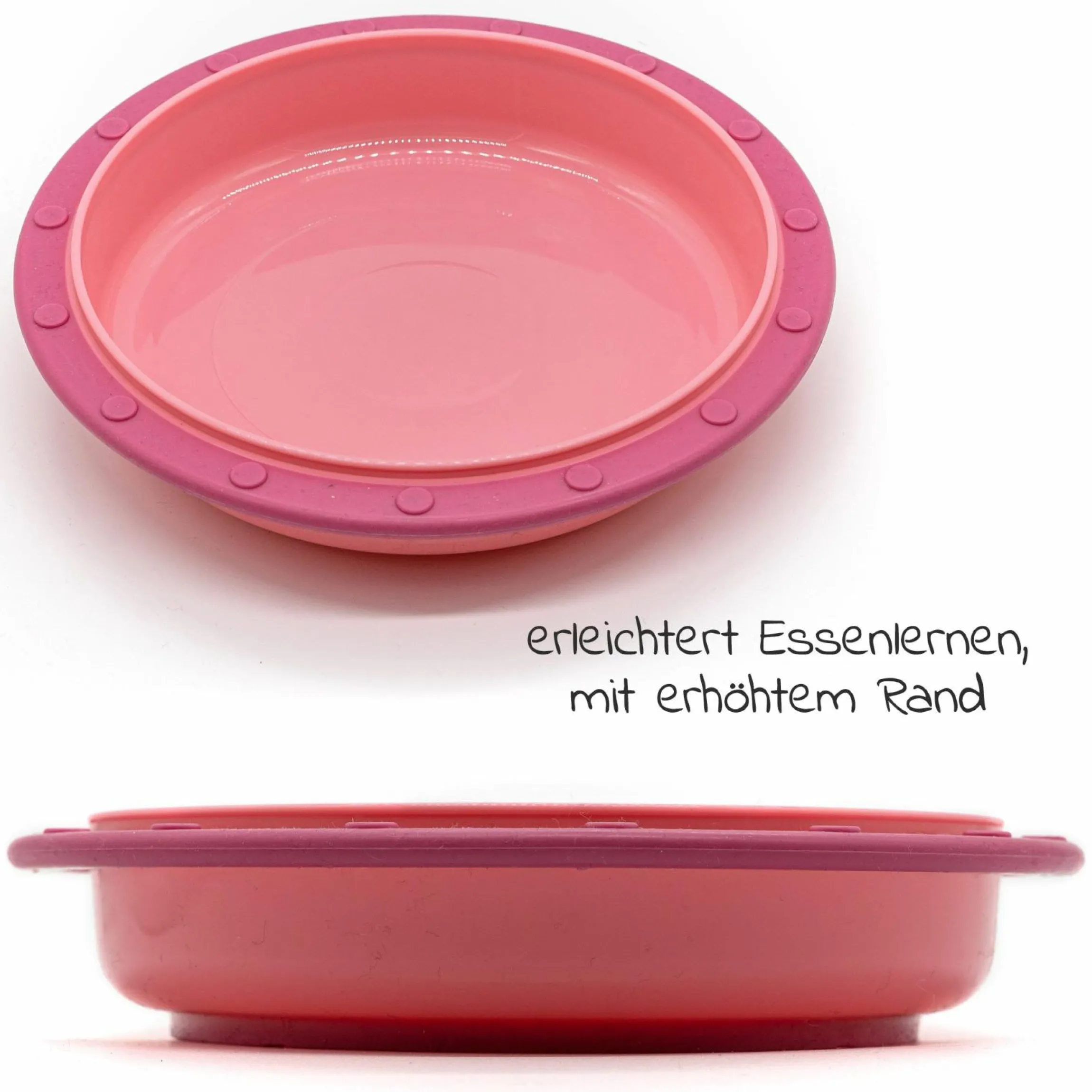 4-tlg. Set für unterwegs inkl. Babyteller mit Besteck & Trinklern-Becher - Pink