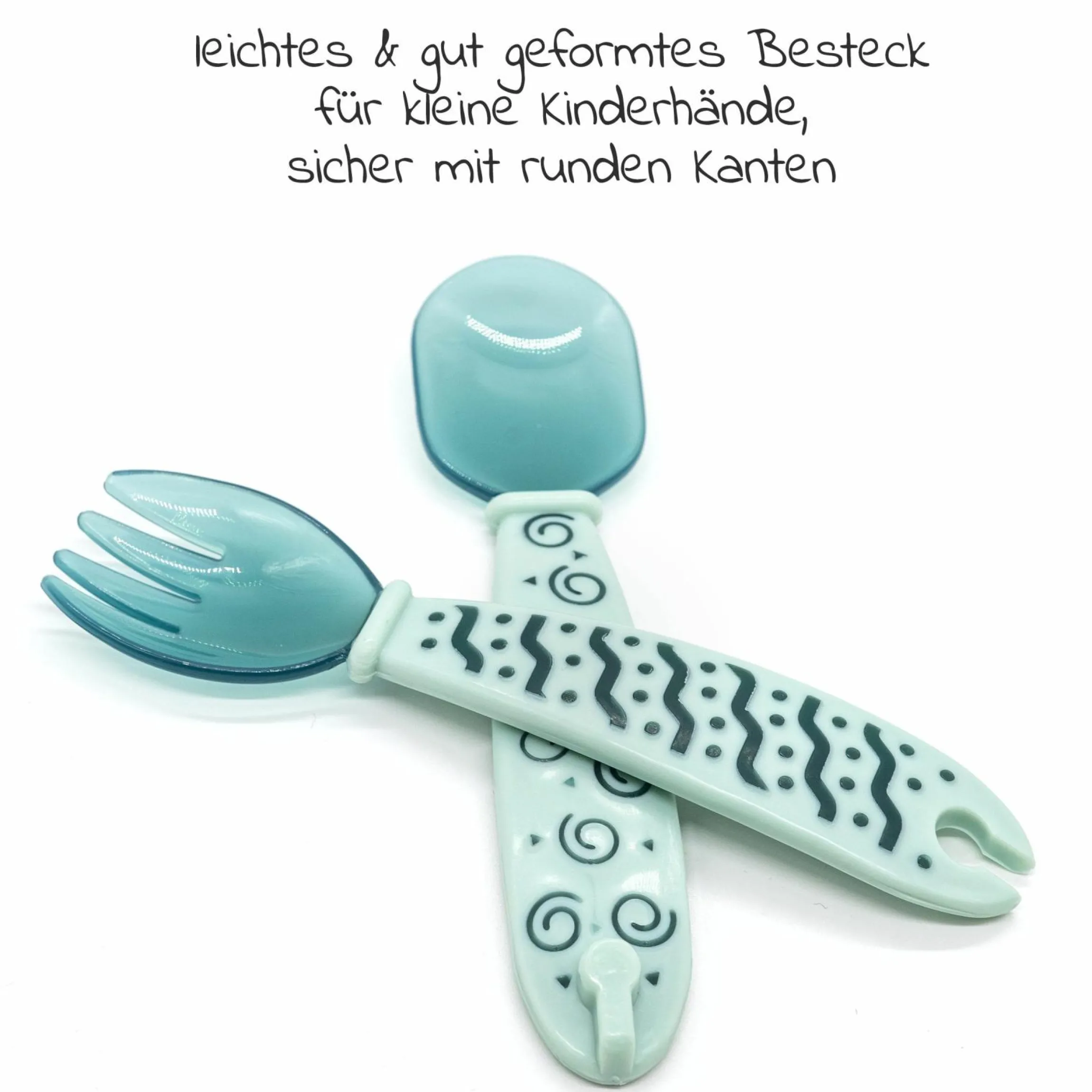 4-tlg. Set für unterwegs inkl. Babyteller mit Besteck & Trinklern-Becher - Grün
