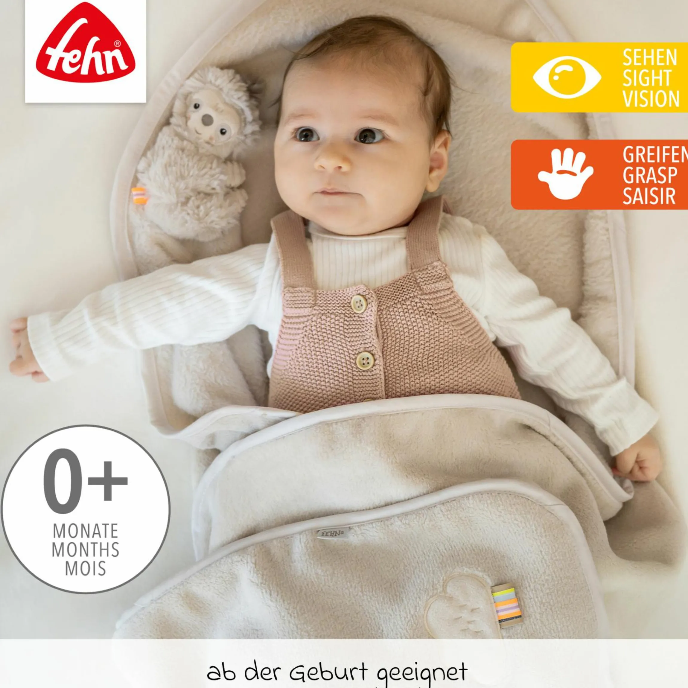 2-tlg. Set Kuscheldecke + Greifling 75 x 100 cm - Faultier
