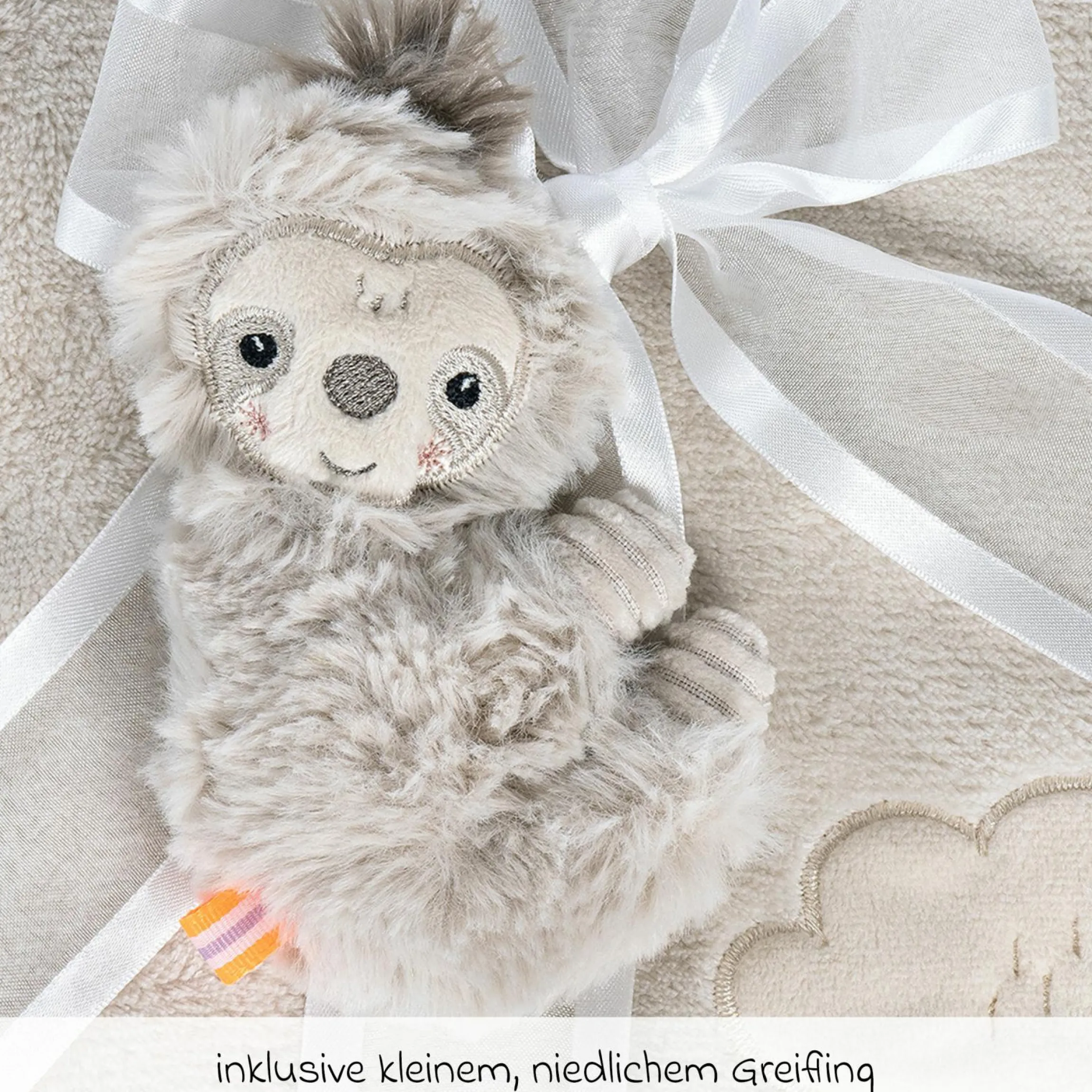 2-tlg. Set Kuscheldecke + Greifling 75 x 100 cm - Faultier