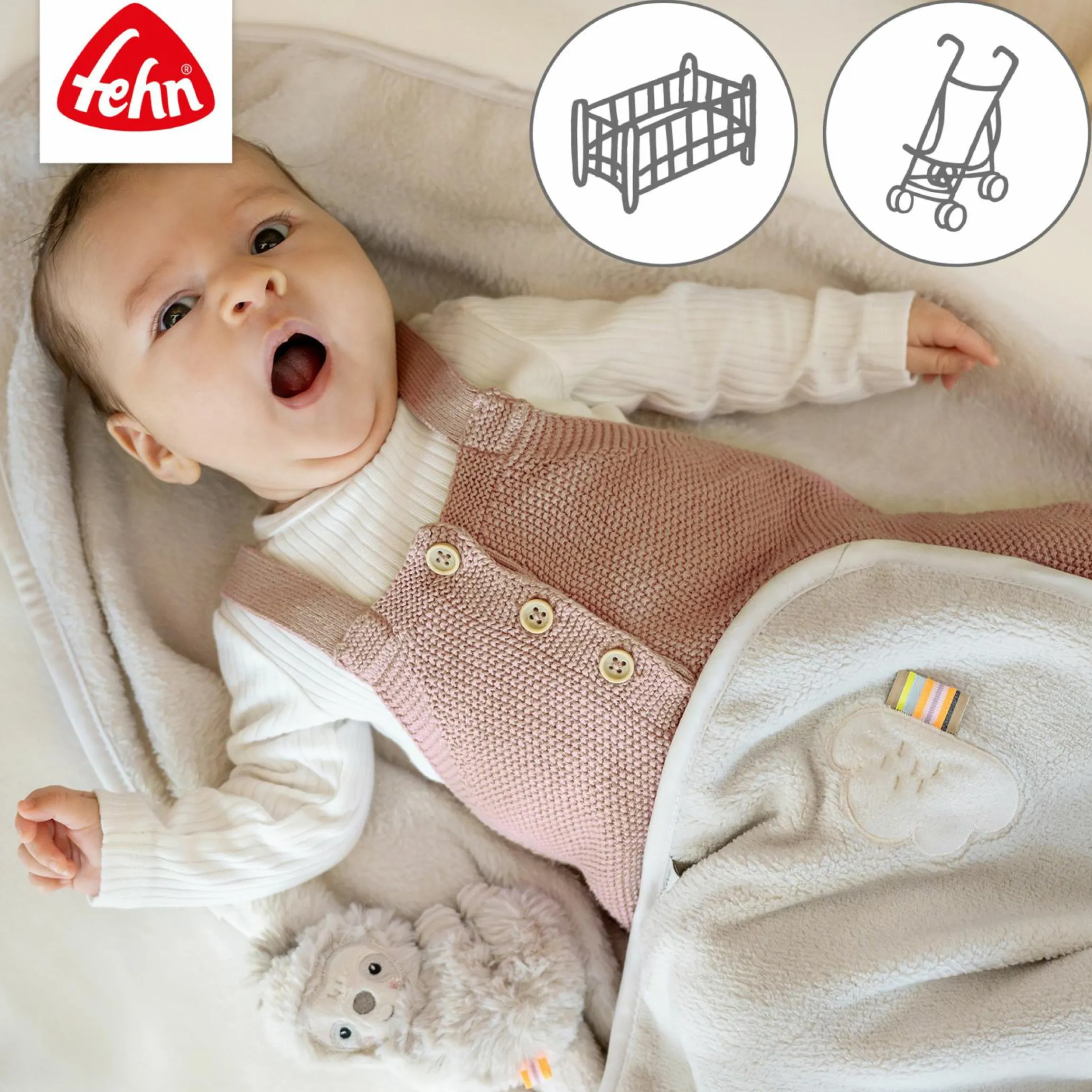 2-tlg. Set Kuscheldecke + Greifling 75 x 100 cm - Faultier