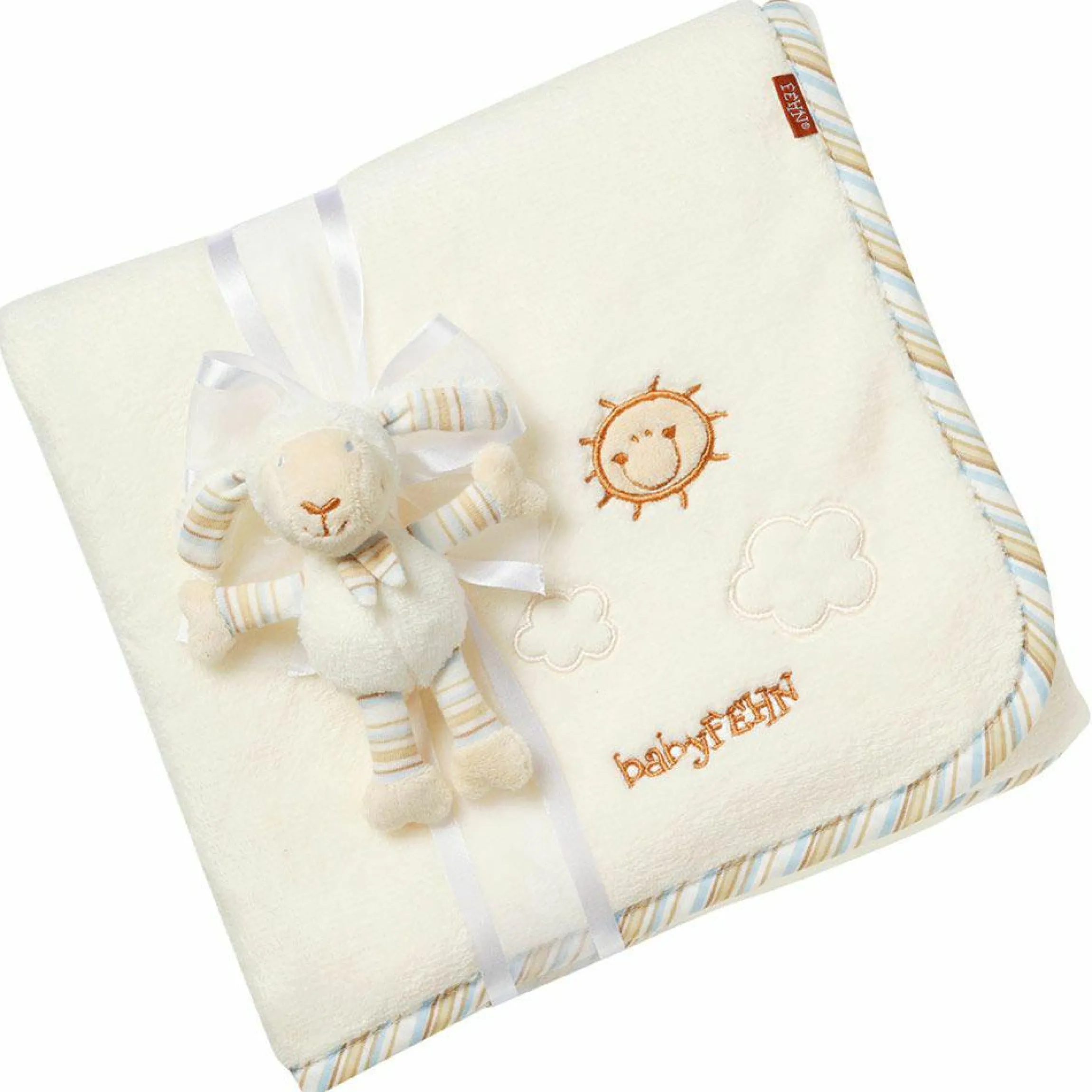 2-tlg. Set Kuscheldecke Baby Love + Greifling Schaf 75 x 100 cm