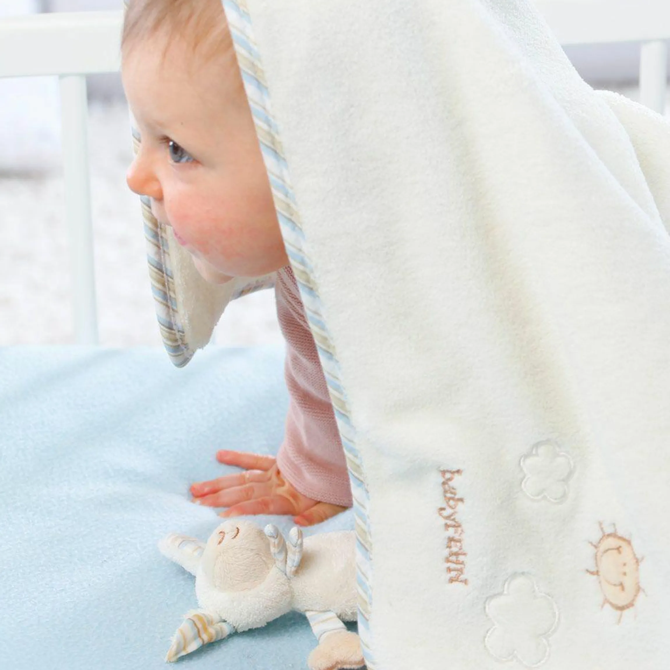 2-tlg. Set Kuscheldecke Baby Love + Greifling Schaf 75 x 100 cm