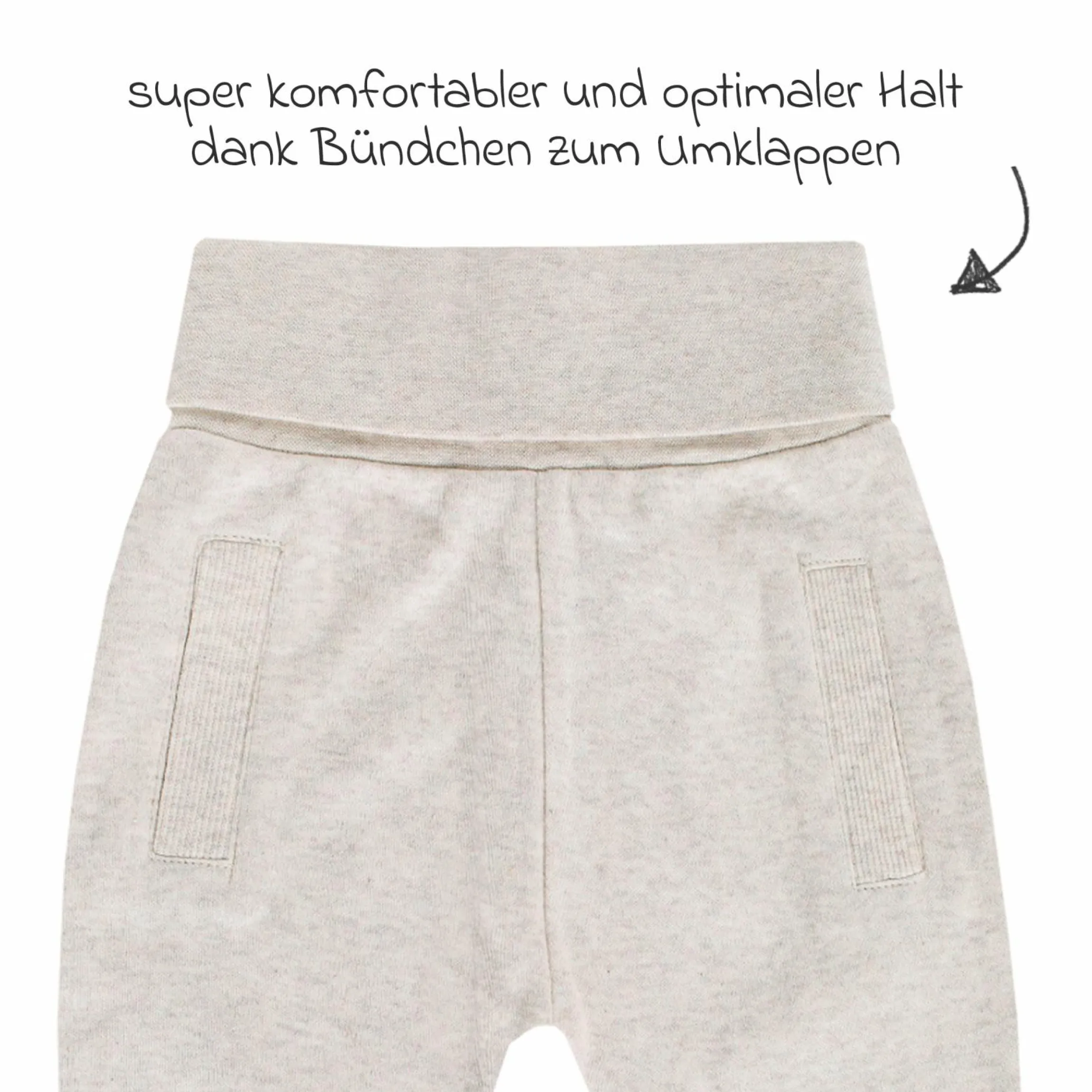 3-tlg. Set Langarmshirt, Wickelshirt & Jogginghose - Beige Melange - Gr. 74