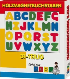 31-tlg. Set Magnetbuchstaben aus Holz