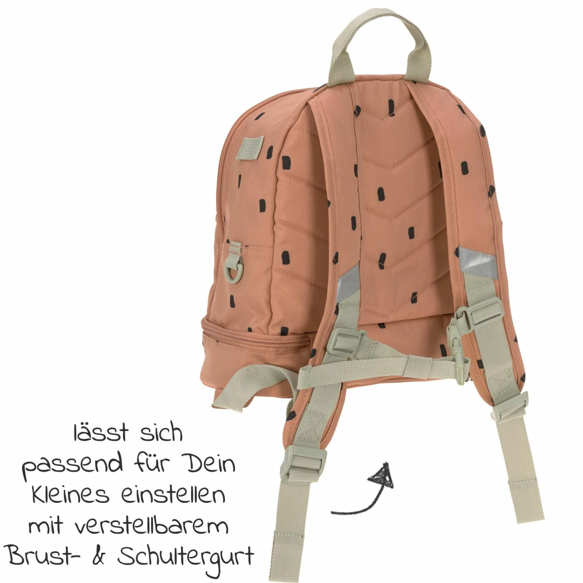 2-tlg. Set Rucksack Mini Backpack & Edelstahl-Brotdose Lunchbox - Happy Prints - Caramel