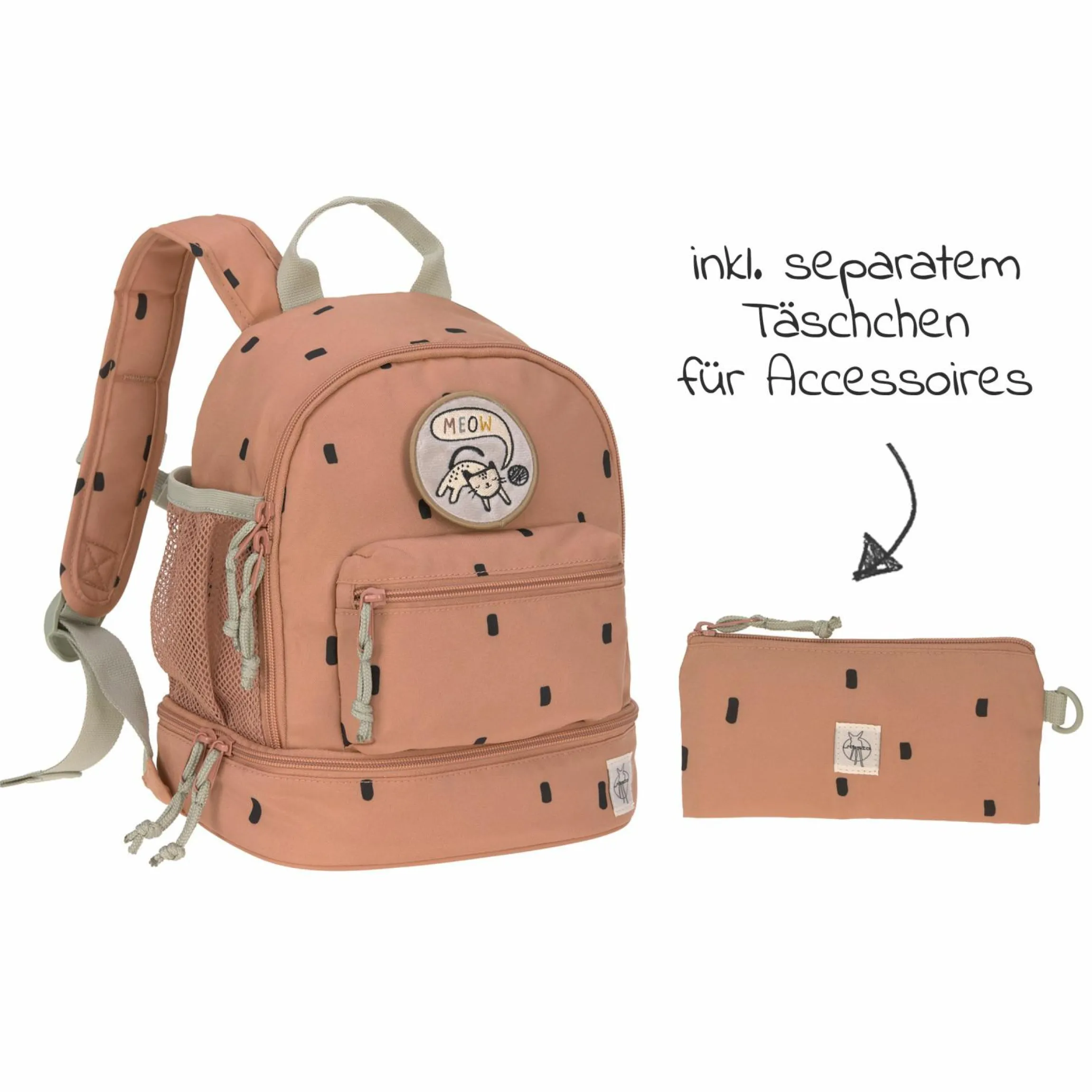 2-tlg. Set Rucksack Mini Backpack & Edelstahl-Brotdose Lunchbox - Happy Prints - Caramel