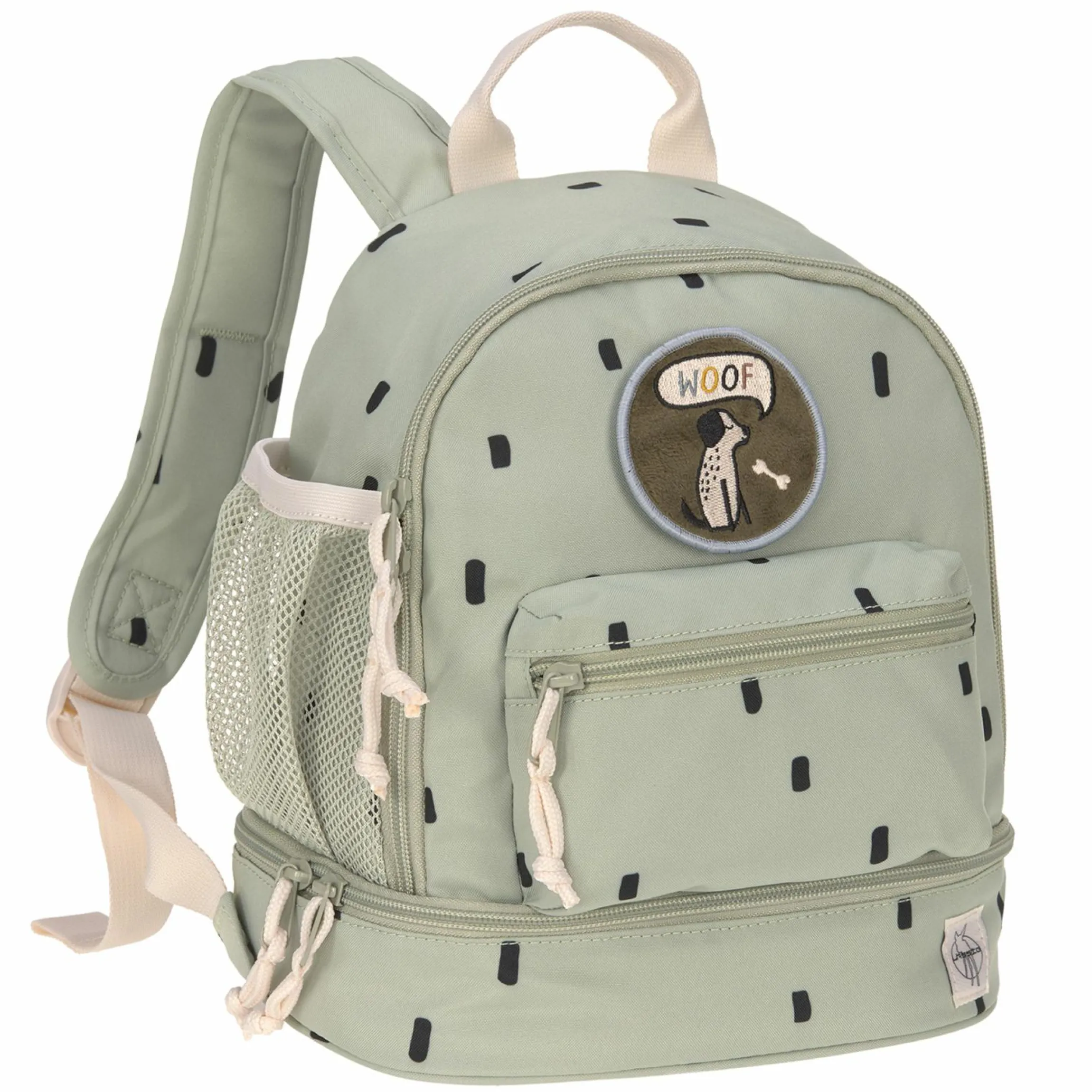 2-tlg. Set Rucksack Mini Backpack & Edelstahl-Brotdose Lunchbox - Happy Prints - Light Olive