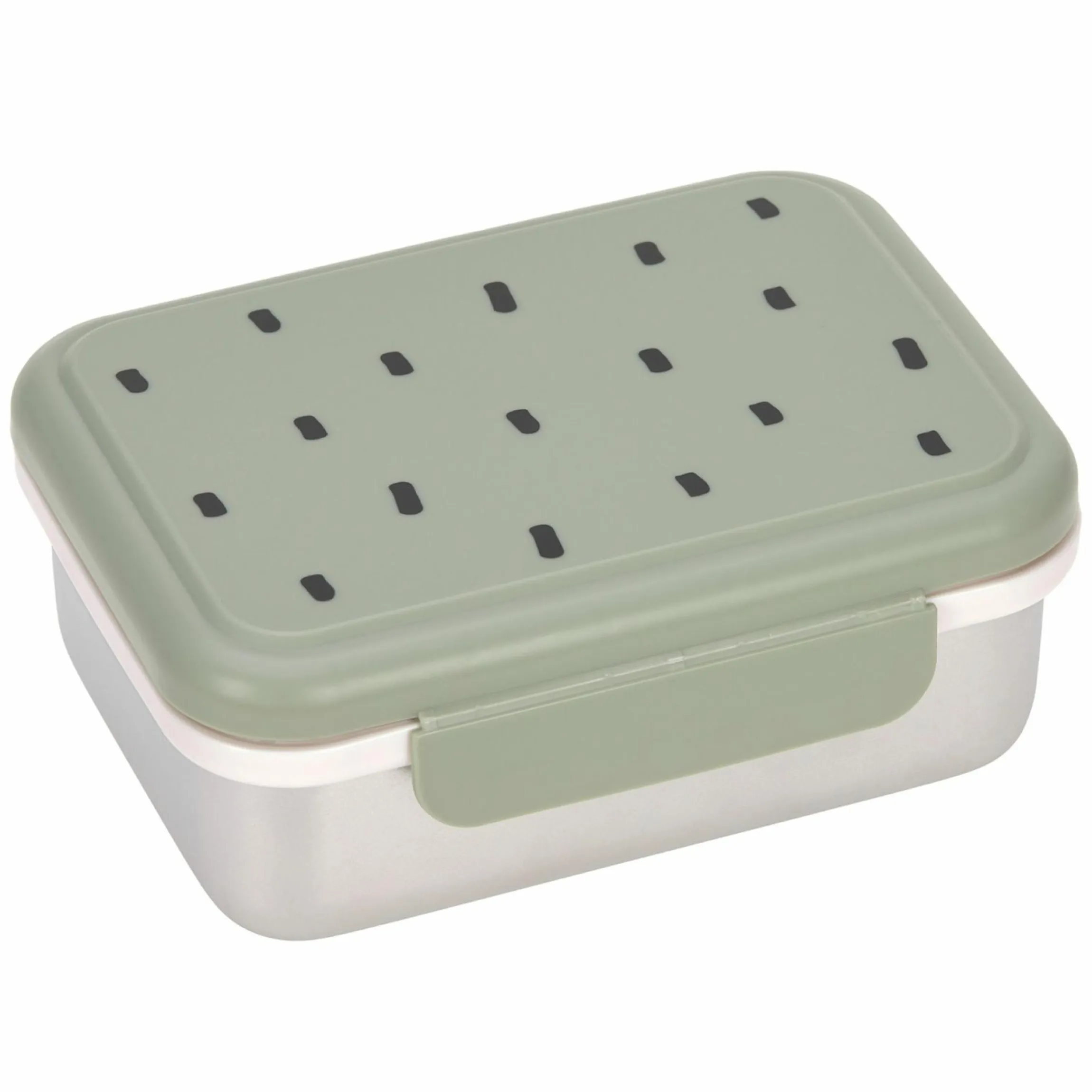 2-tlg. Set Rucksack Mini Backpack & Edelstahl-Brotdose Lunchbox - Happy Prints - Light Olive
