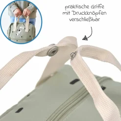 3-tlg. Set Rucksack Mini Square Backpack + Brotdose + Trinkflasche - Happy Prints - Light Olive
