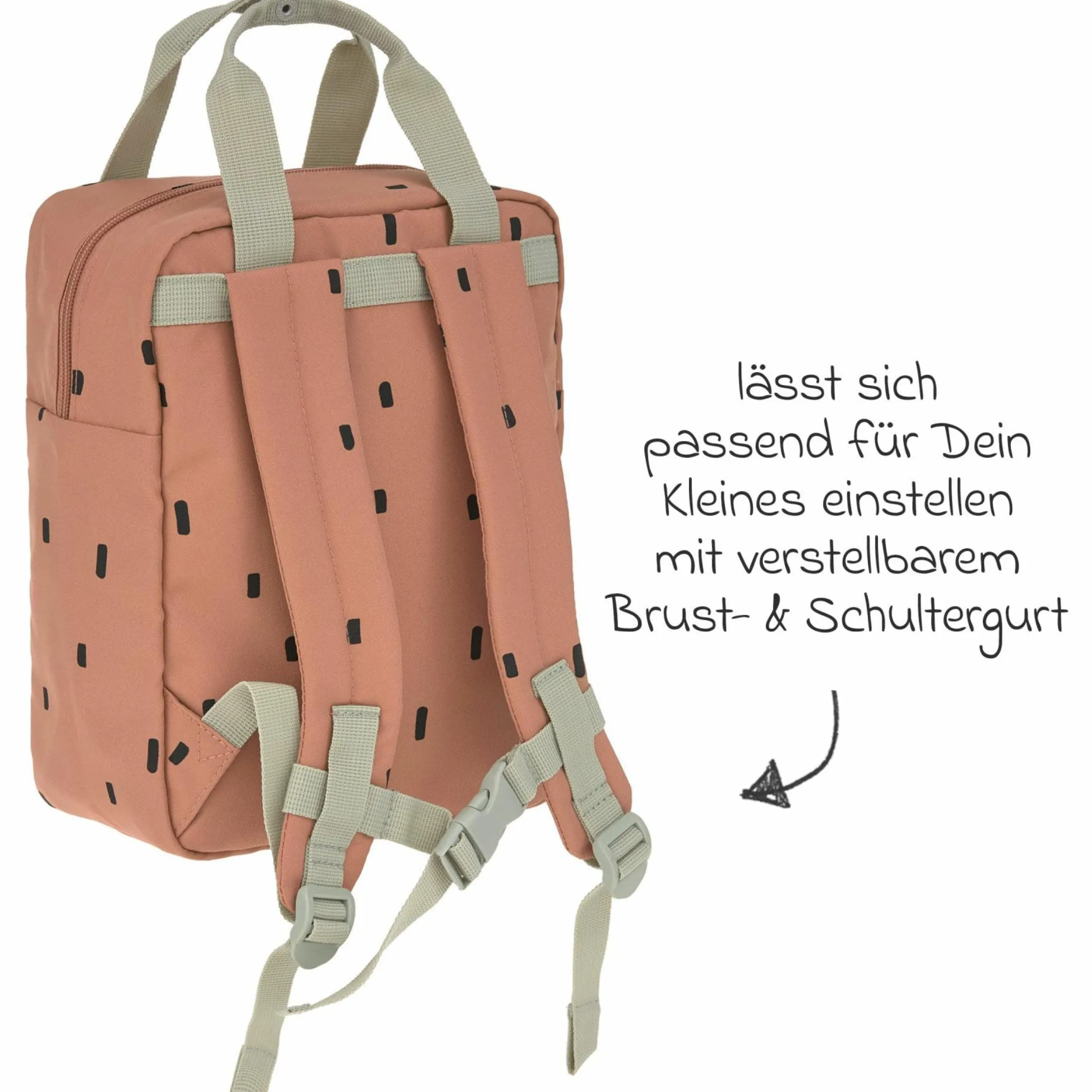 3-tlg. Set Rucksack Mini Square Backpack + Brotdose + Trinkflasche - Happy Prints - Caramel