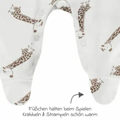 2-tlg. Set Strampler & Shirt - Giraffe & Elefant - Offwhite - Gr. 68