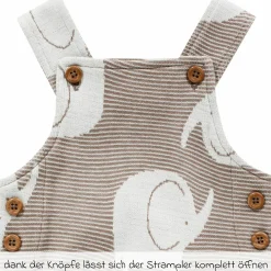 4-tlg. Set Strampler, Jogginghose & 2 Langarmshirts - Elefant - Mokka Offwhite - Gr. 74