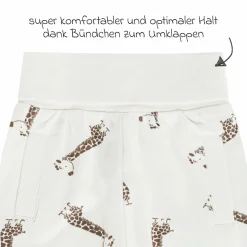 4-tlg. Set Strampler, Langarmshirt & Jogginghose - Giraffe & Elefant - Offwhite Mokka - Gr. 74