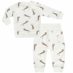 2-tlg. Set Sweatshirt & Hose - Giraffe Allover - Offwhite - Gr. 74