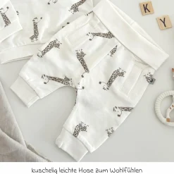 2-tlg. Set Sweatshirt & Hose - Giraffe Allover - Offwhite - Gr. 74