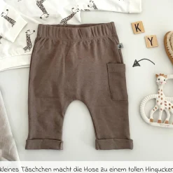 2-tlg. Set Sweatshirt & Hose - Giraffe Allover - Mokka Offwhite - Gr. 74
