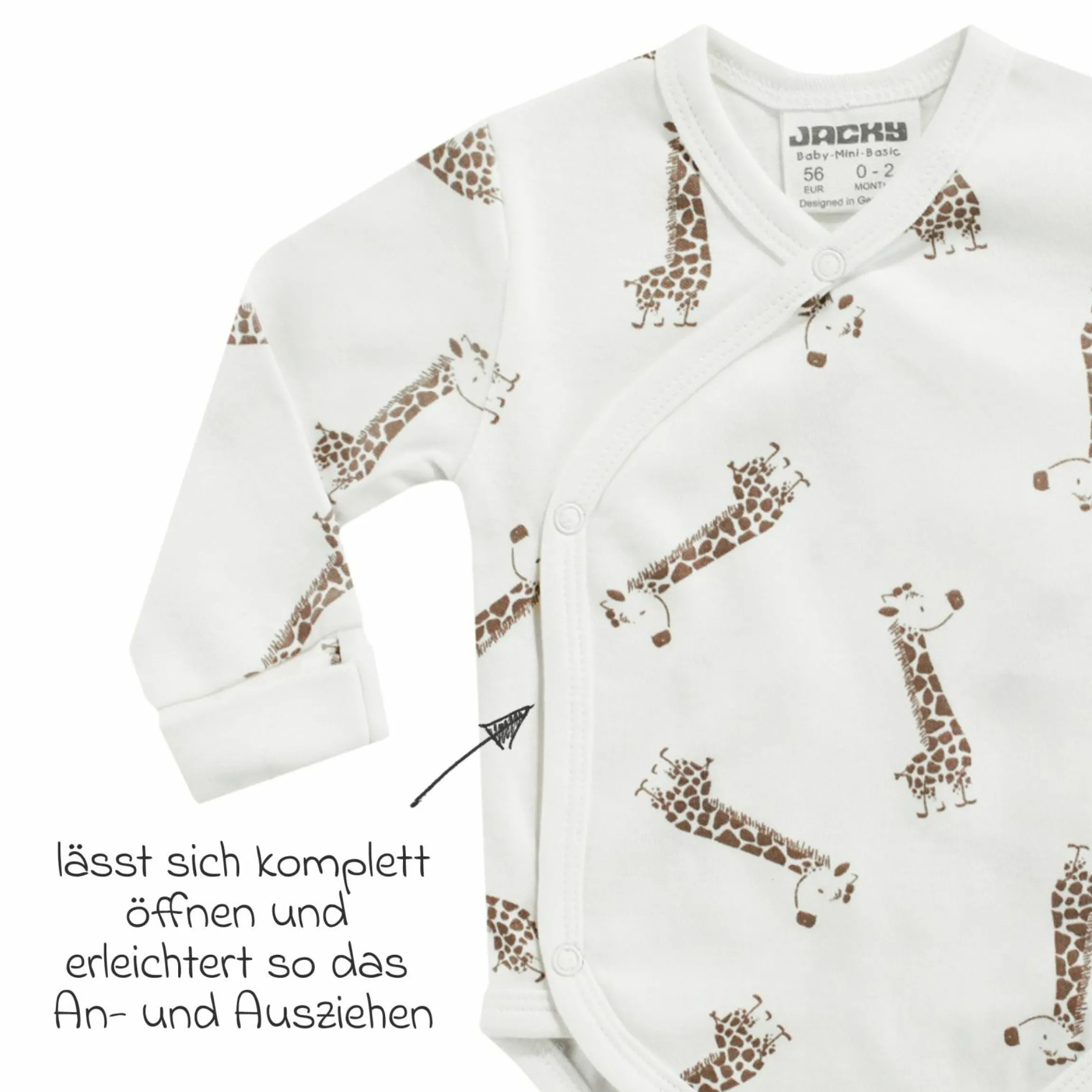 2-tlg. Set Wickelbody & Jogginghose - Giraffe Allover - Mokka Offwhite - Gr. 74