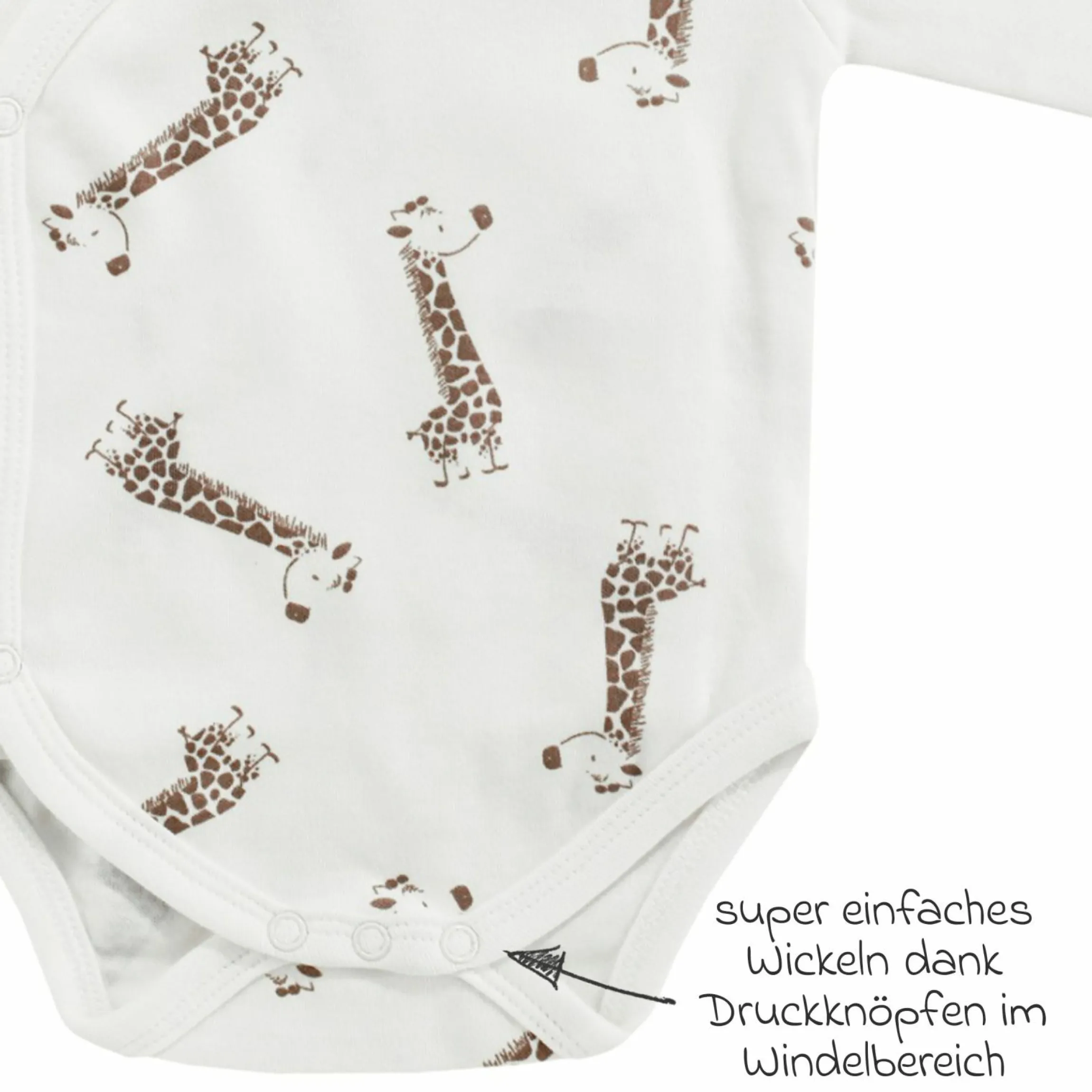2-tlg. Set Wickelbody & Jogginghose - Giraffe Allover - Mokka Offwhite - Gr. 74