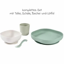 4-tlg. Silikon-Geschirr-Set - Salbeigrün