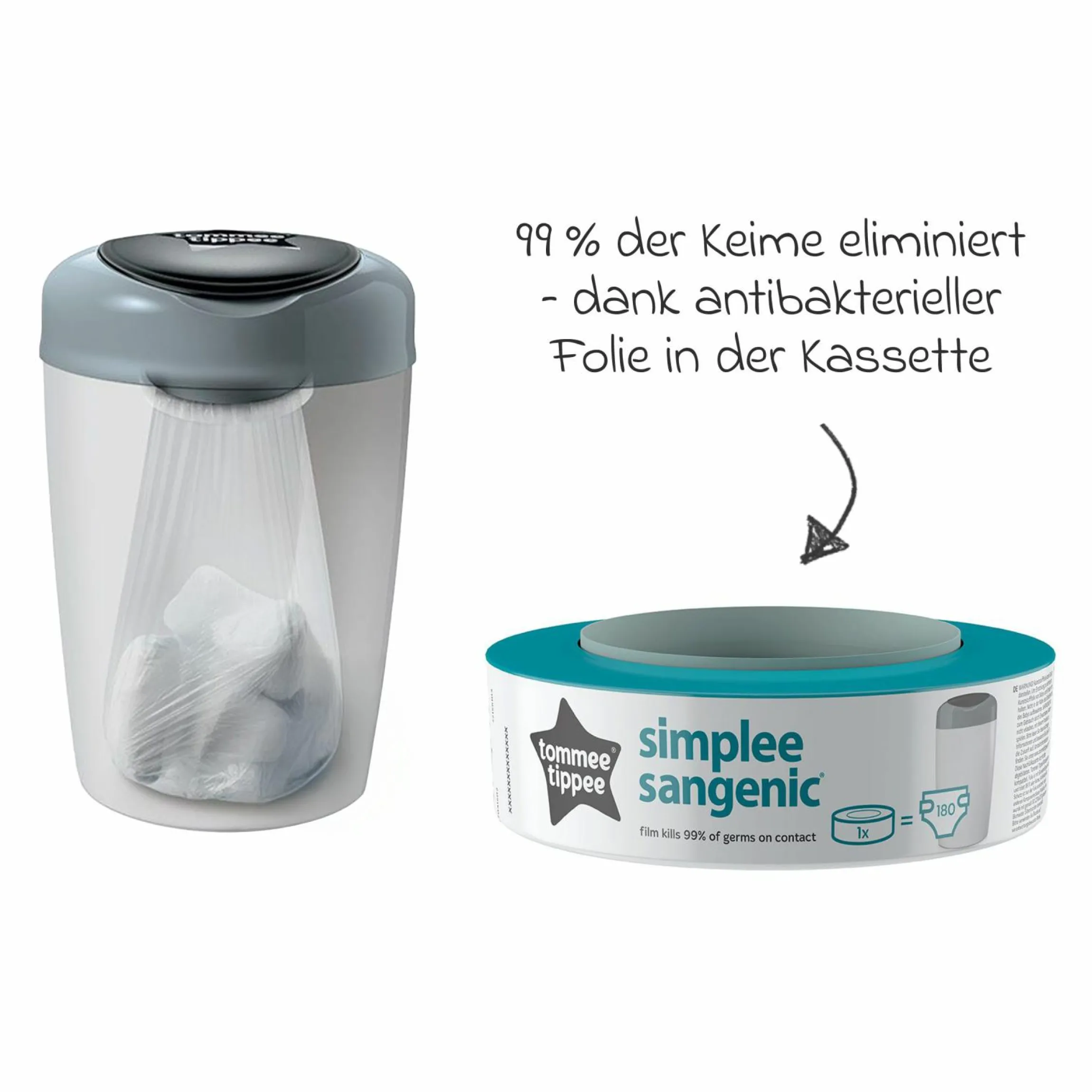14-tlg. Simplee Sangenic Sparset - Windeleimer + 13 Nachfüllkassetten