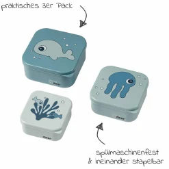 3-tlg. Snackboxen-Set - Sea Friends - Blau