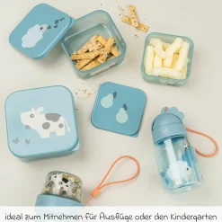 3-tlg. Snackboxen-Set - Tiny Farm - Blau