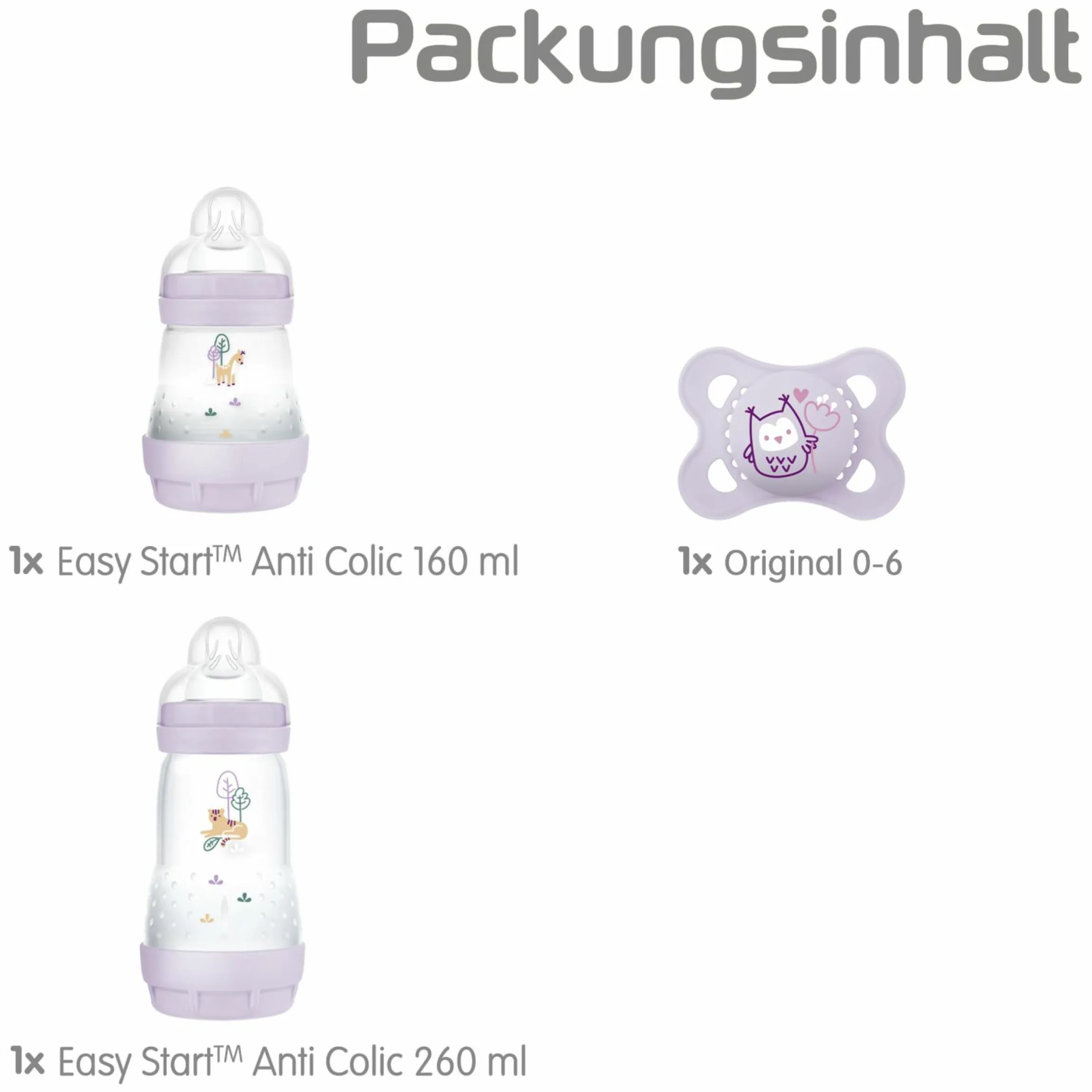 3-tlg. Starter Set S Easy Start Anti-Colic - Lila